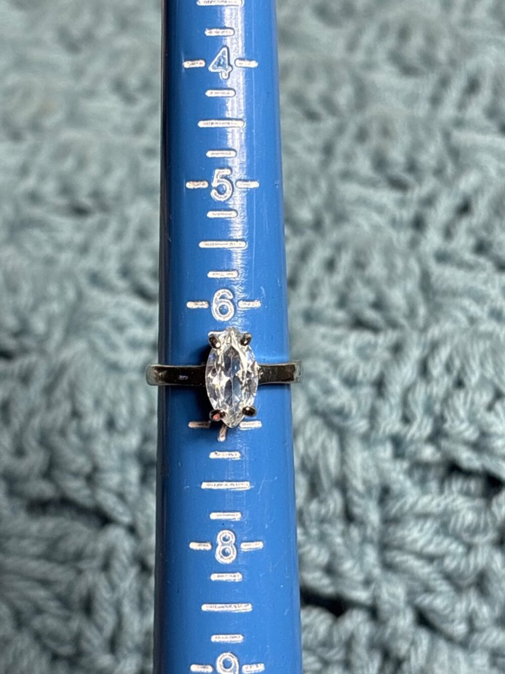 Clear Rhinestone Silvertone Ring Size 6.5 - Picture 3 of 4
